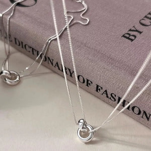 Double Strand 925 Sterling Silver Necklace in Silver