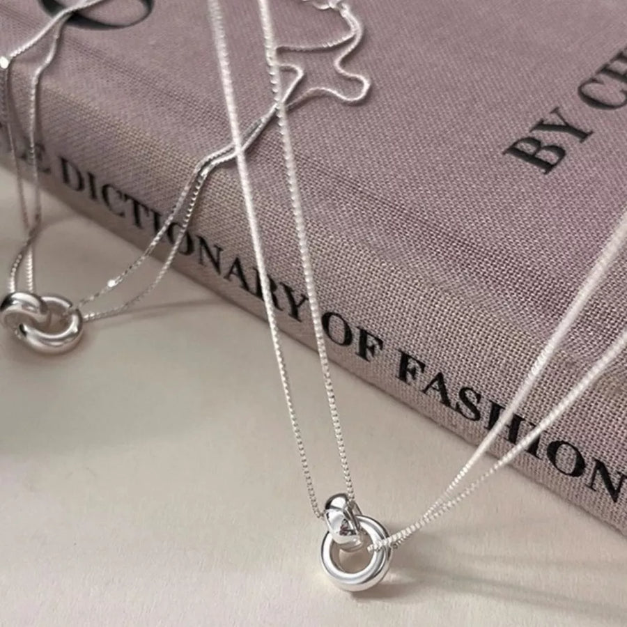 Double Strand 925 Sterling Silver Necklace in Silver