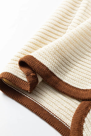 Contrast Trim Tie-front Sweater Vest in brown with tied