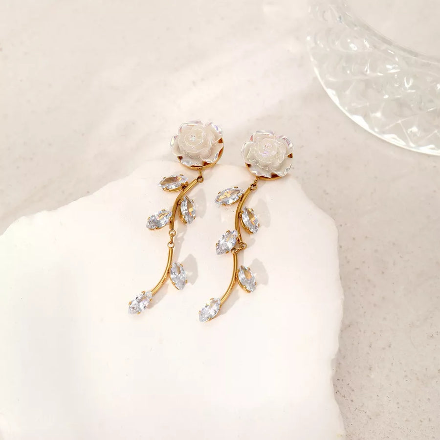 Gold earrings with long and post-back