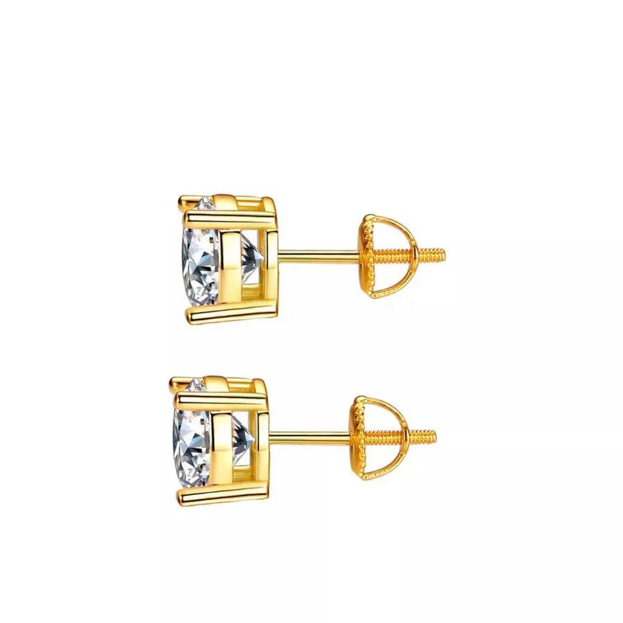 18K Gold-Plated,925 sterling silver,Moissanite Carat weight: 1ct Care instructio earrings in gold with stud silhouette
