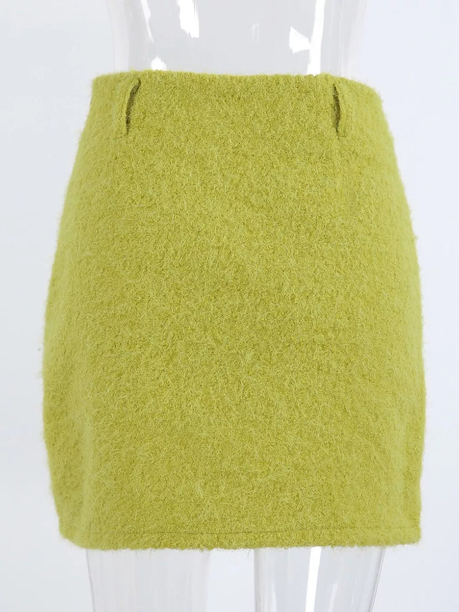 mini skirt in lime green