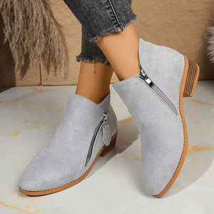 Point Toe Block Heels Boots in Purple Red with point toe