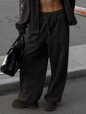 Oversized Zip-up Hoodie And Wide-leg Pants Set, view 13