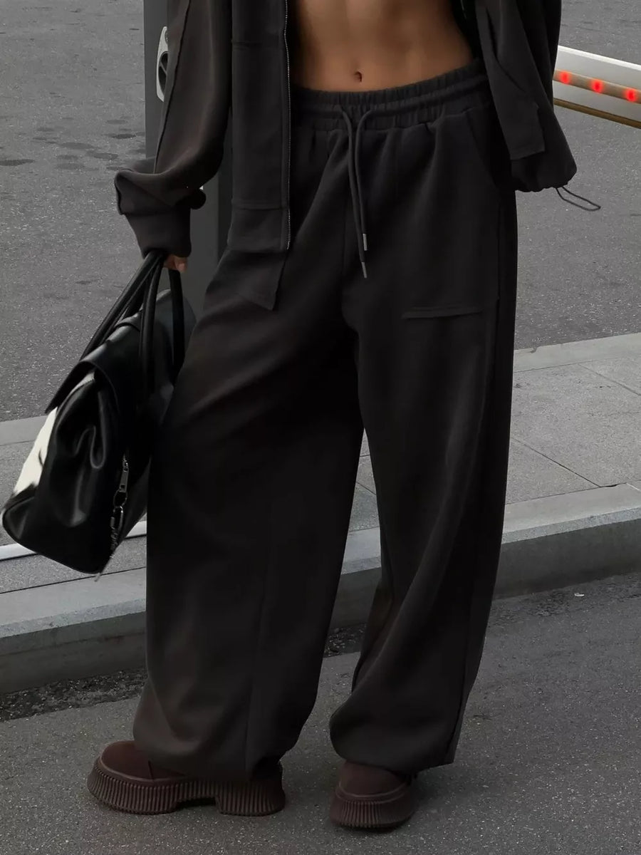 Oversized Zip-up Hoodie And Wide-leg Pants Set, view 13