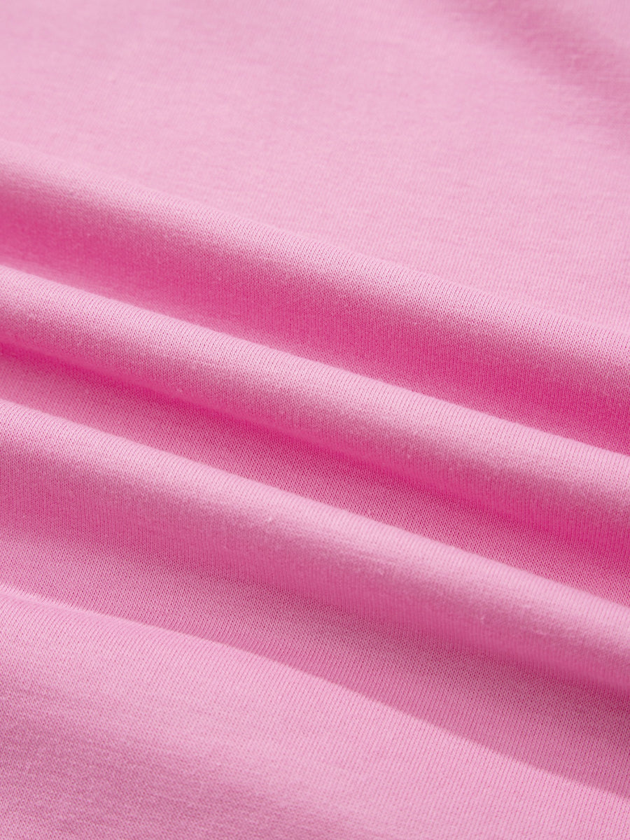 Pink cotton crew-neck sweatshirt with embroidered heart detail