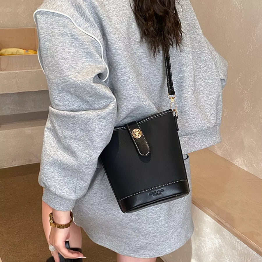 Black with Bucket Leather Crossbody Bag