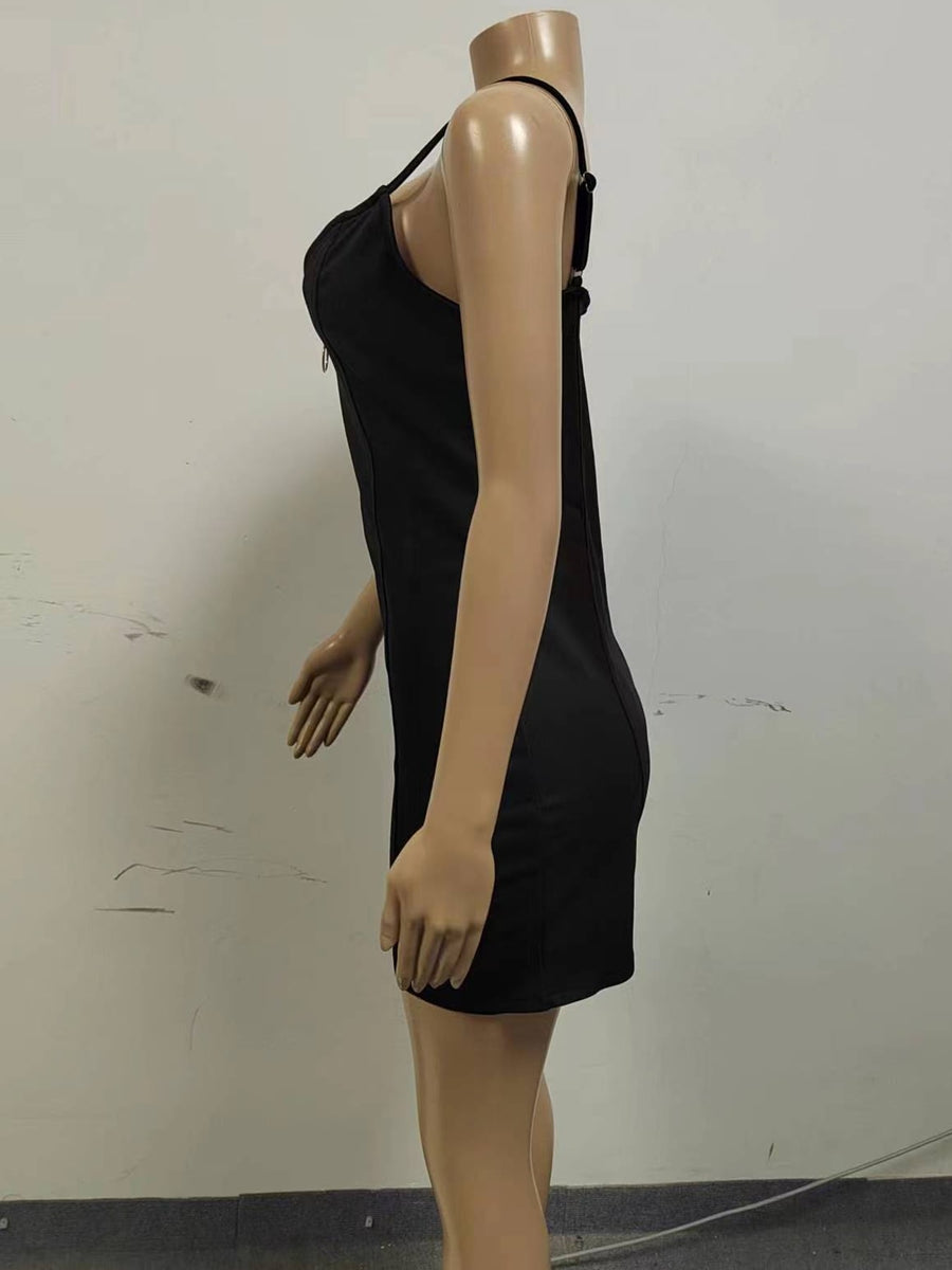 bodycon dress in White with zipper and mini
