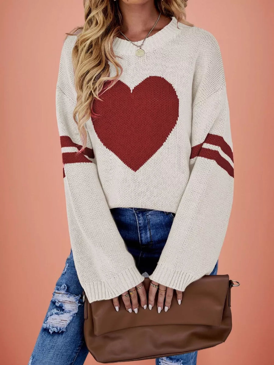 light pink relaxed pullover sweater with crew neck