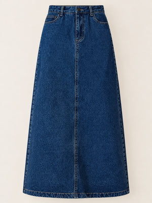 midi skirt in Vintage Blue with washed and midi