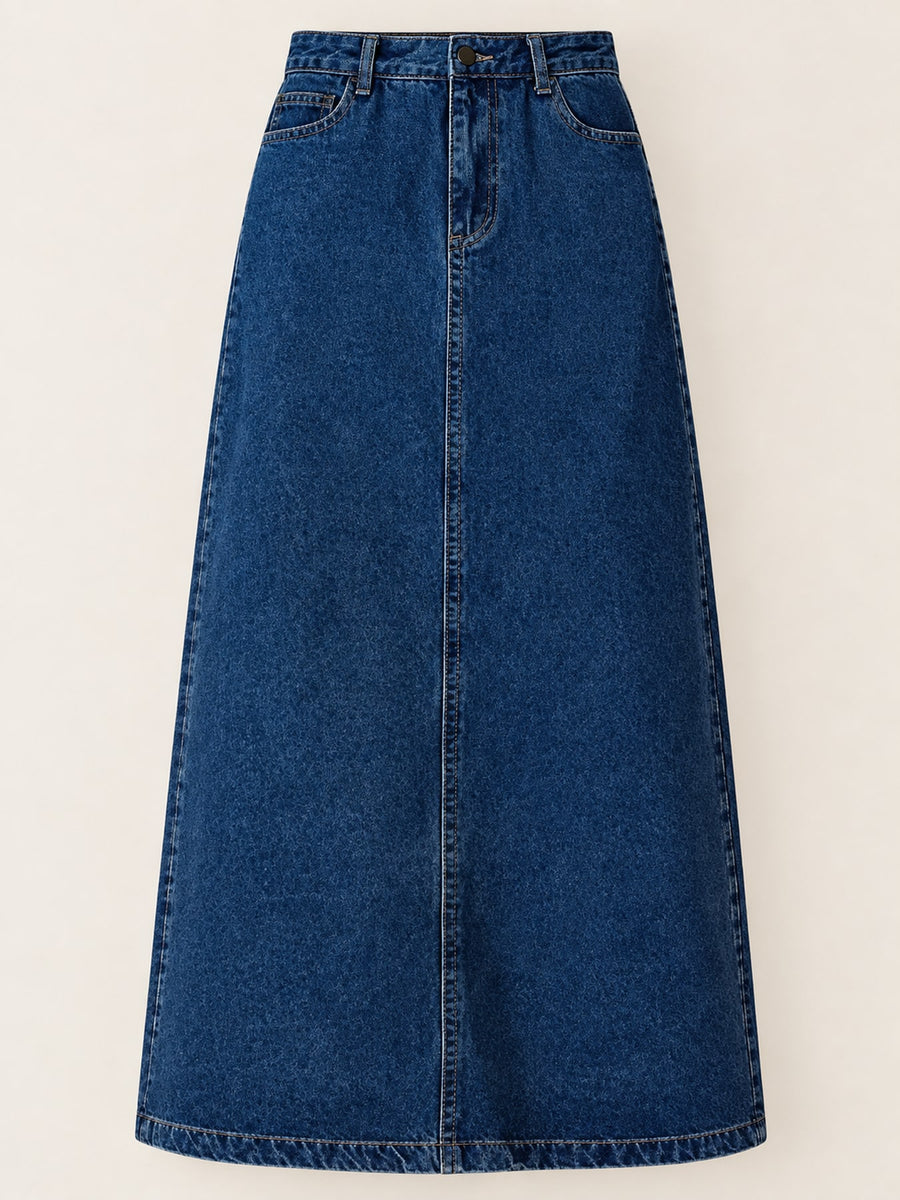 midi skirt in Vintage Blue with washed and midi