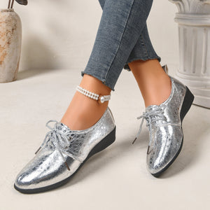 loafers in Silver with abstract-print and pointed toe