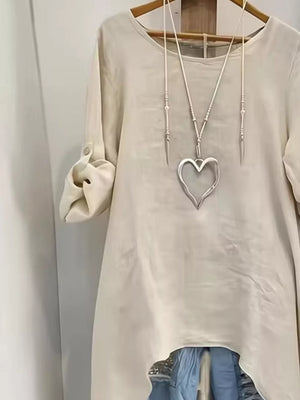 bohemian blouse in taupe with round neck