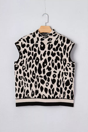 black mock neck sweater with ribbed hem and short sleeve
