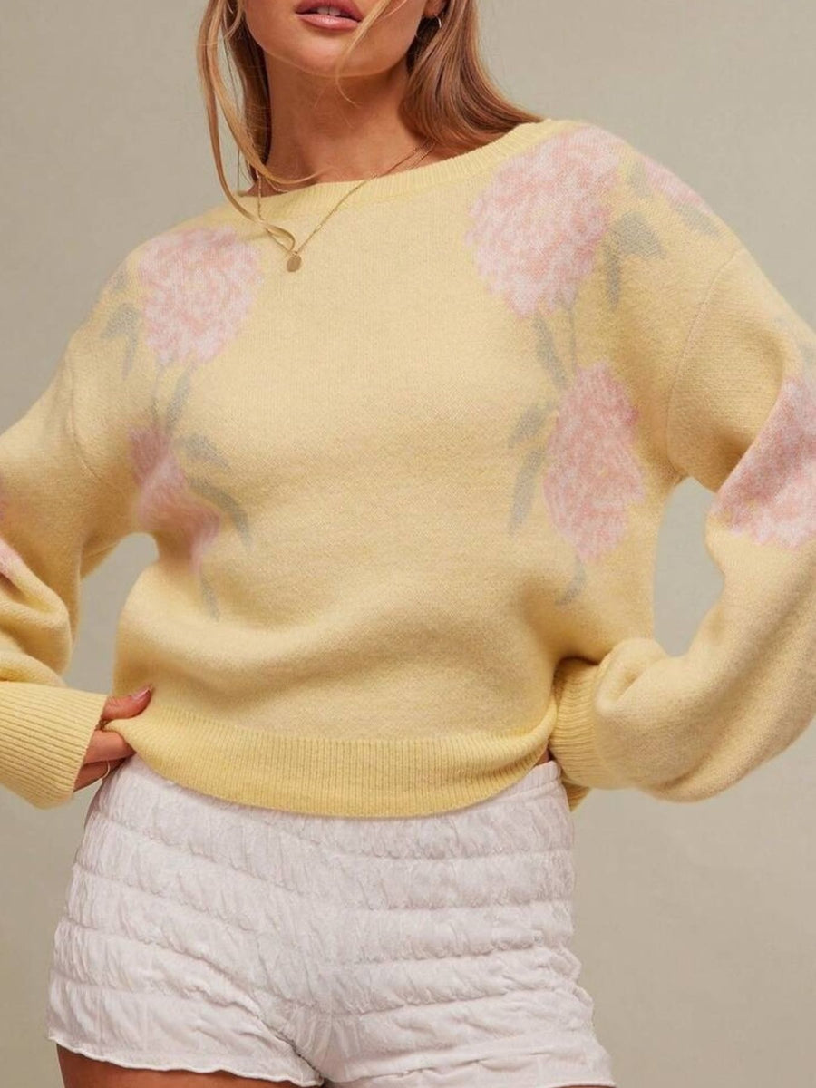pullover sweater in Coffee Brown with off-shoulder and balloon sleeve