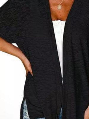 Side Sit Open Front Cardigan in Black with open front