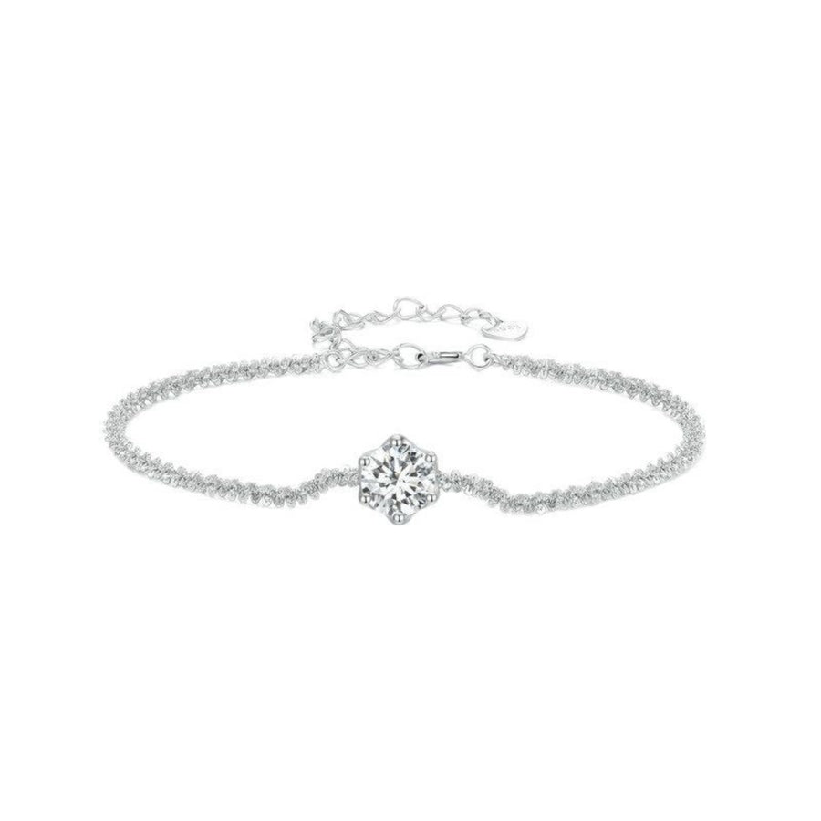 925 Sterling Silver Zircon Bracelet in clear with zircon stone