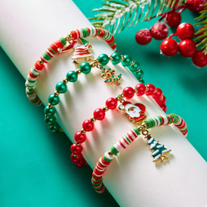 emerald green bracelet featuring beaded and striped