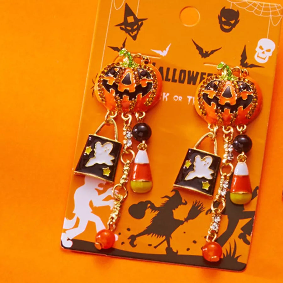 Orange earrings with dangle and post-back