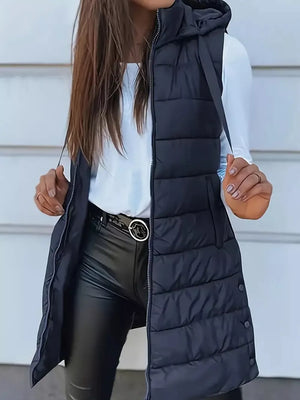 Sage puffer vest with pocketed and sleeveless