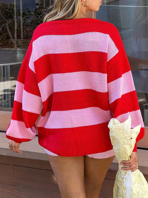 red pullover sweater with hip-length and pullover