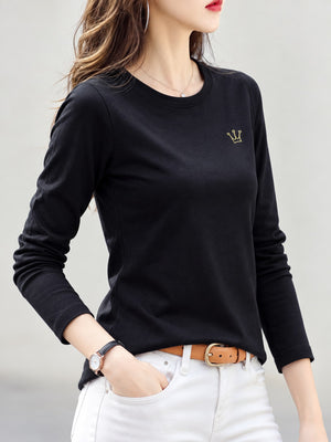 classic t-shirt in Brown with crew neck
