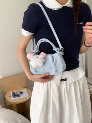Blue crossbody bag with mini and zip