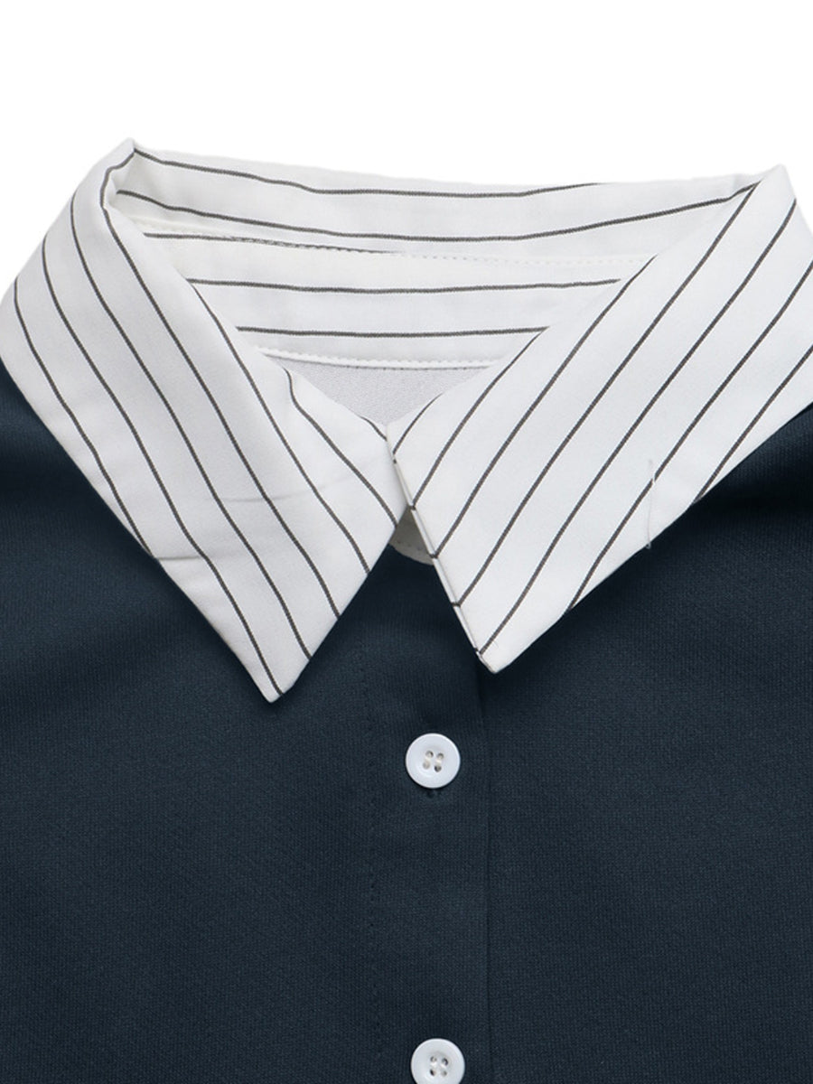 navy blue relaxed sweatshirt with collared