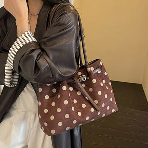 shoulder bag featuring polka dot in White with Suede Imported Size & texture