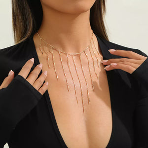 gold necklace with collar-length and clasp