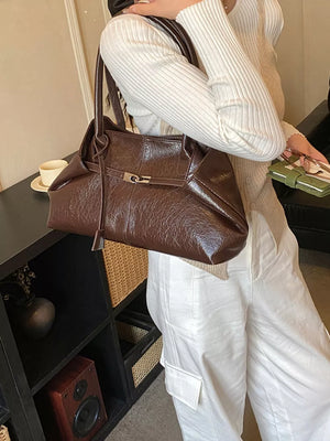 Pu Leather Shoulder Bag in Brown
