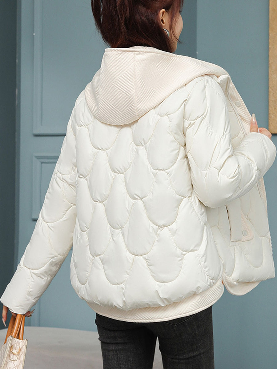 Beige White quilted jacket featuring thermal and quilted