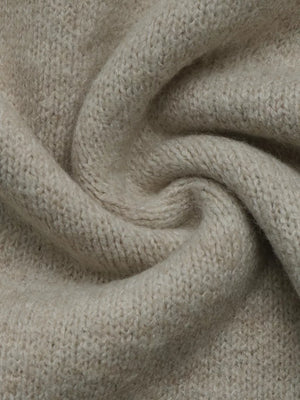 pullover sweater in beige with ribbed and hip-length