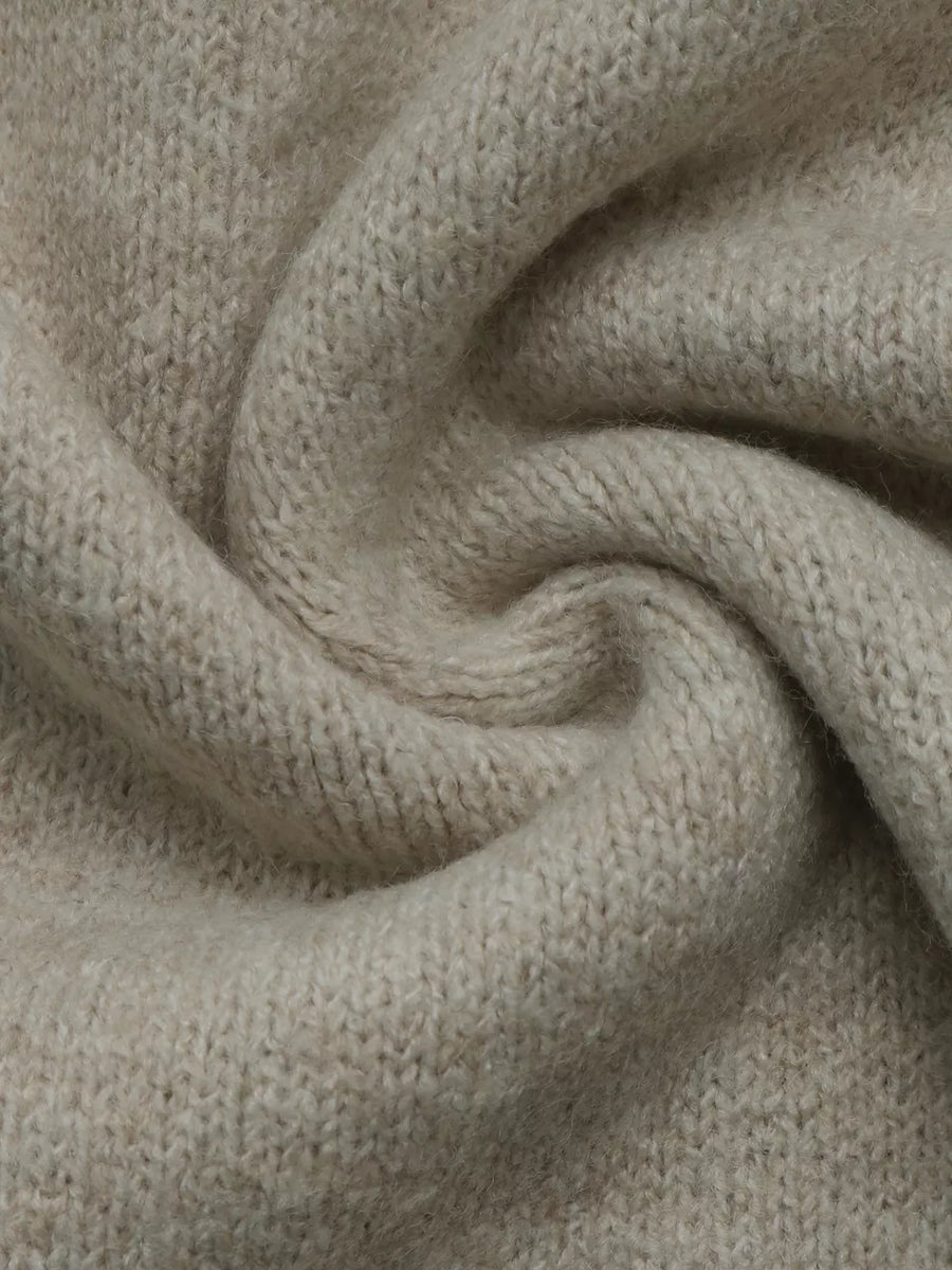 pullover sweater in beige with ribbed and hip-length