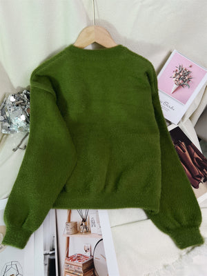 classic cardigan in Blue with round neck