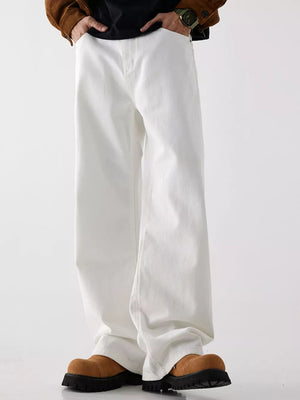 Men's Wide Leg Jeans With Pockets in Black