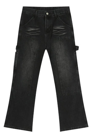 Carpenter jeans in washed black denim with relaxed fit and utility pockets.
