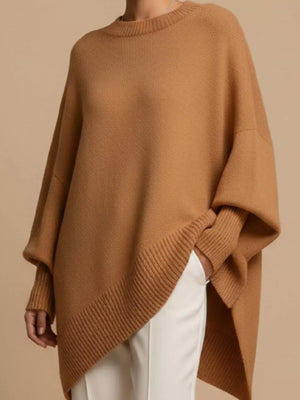 Black pullover sweater with tunic-length and pullover