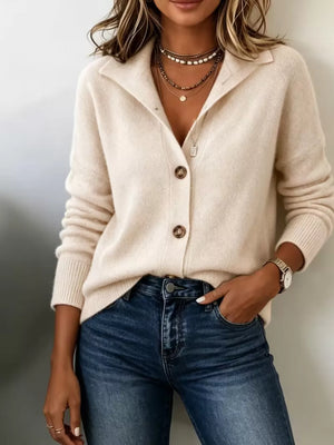 classic cardigan in Black with collared
