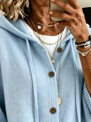 Black relaxed cardigan with hooded