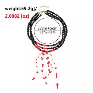 necklace in Black with multi-layered and choker