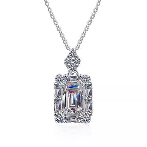 1 Carat 925 Sterling Silver Moissanite Pendant Necklace in Silver with moissanite stone