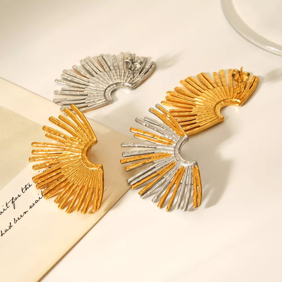 18K Gold-Plated,Stainless Steel,Silver-plated Care instructions: Avoid wearing d earrings in Silver with fan-shaped
