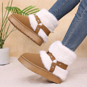boots in camel with platform sole and ankle-length
