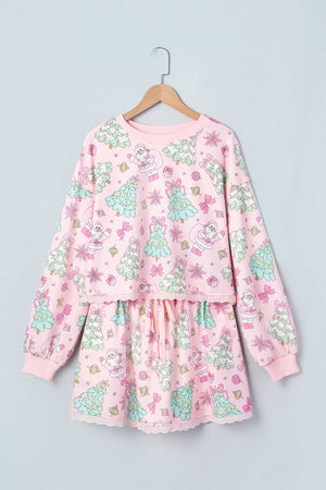 Blush Pink pajama set with cropped and pullover