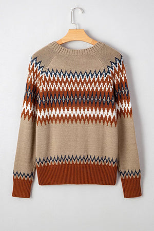 camel regular pullover sweater with crew neck
