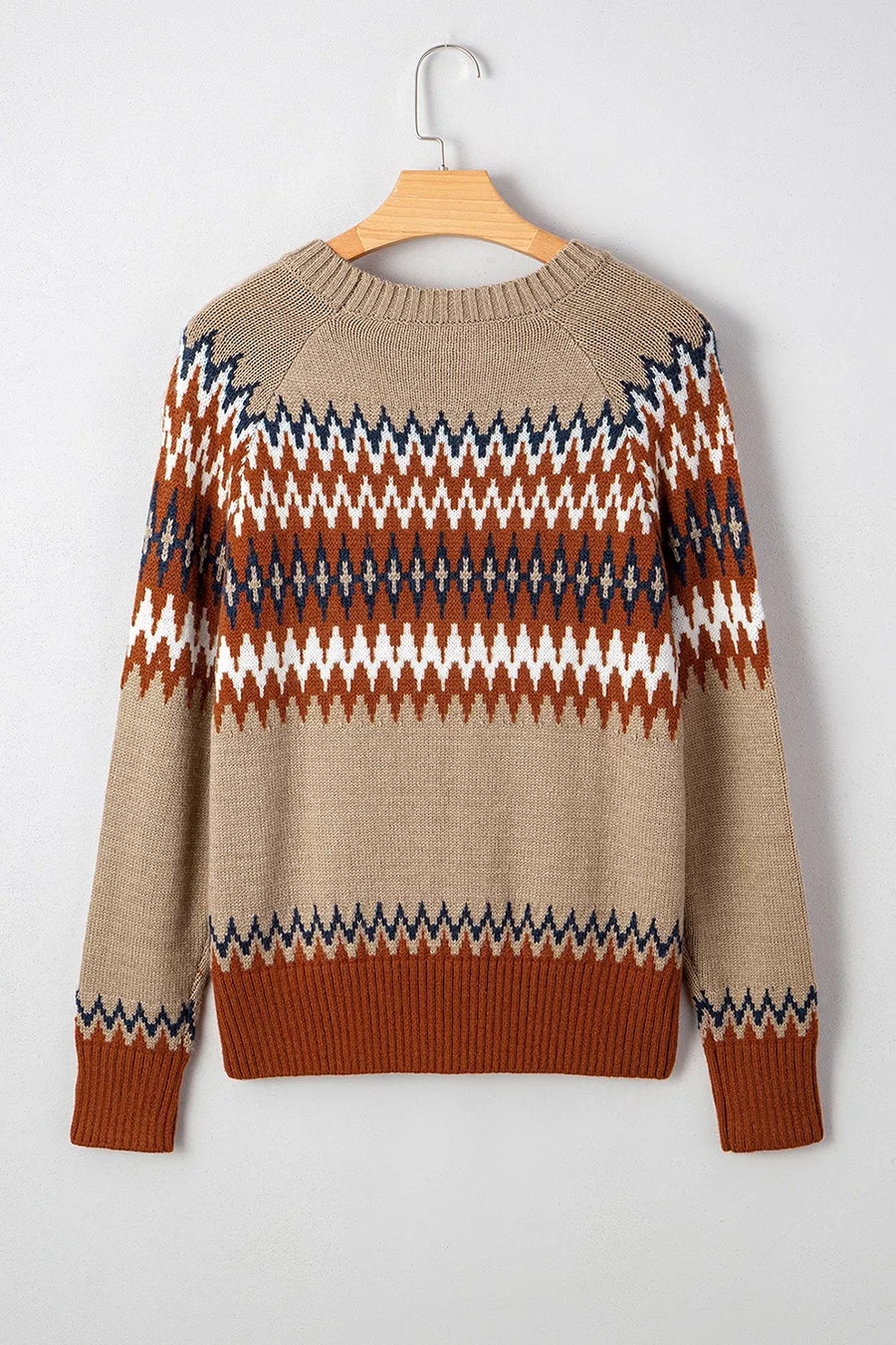 camel regular pullover sweater with crew neck