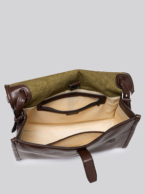 PU Leather Messenger Shoulder Bag in dark brown