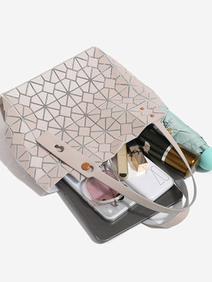 handbag featuring geometric in Light Gray with PVC Imported Size & texture