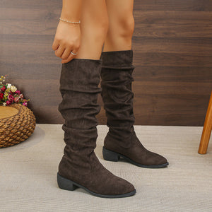 taupe boots with knee-length and pullover